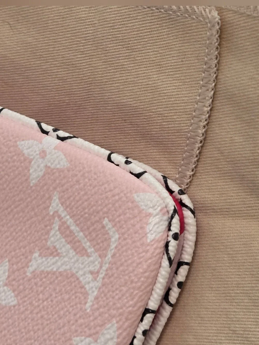 Authentic LV Double Zip Pochette Giant Monogram Pink Red White Crossbody Bag